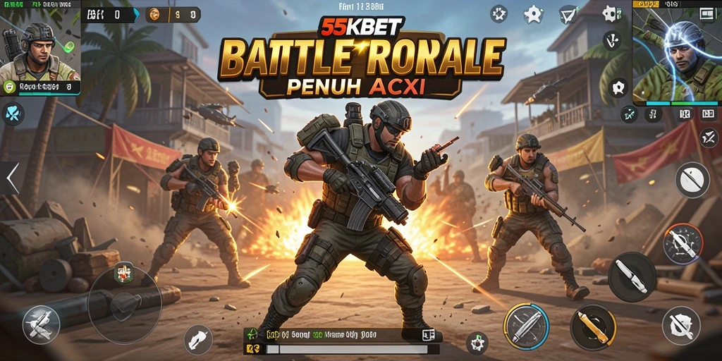 Screenshot gameplay seru dari 55KBET dalam pertempuran Battle Royale.