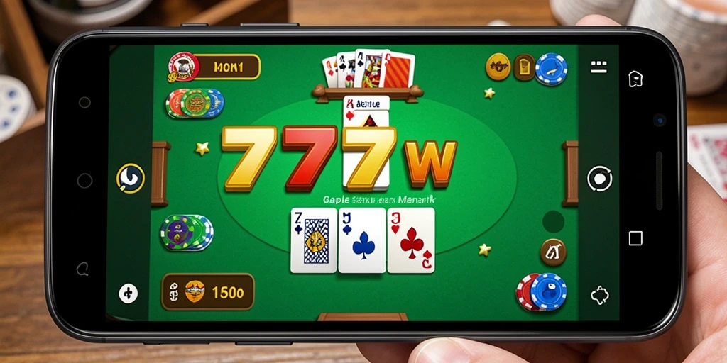 Tangkapan layar gameplay <strong>7777W</strong> menampilkan suasana permainan Gaple yang seru.