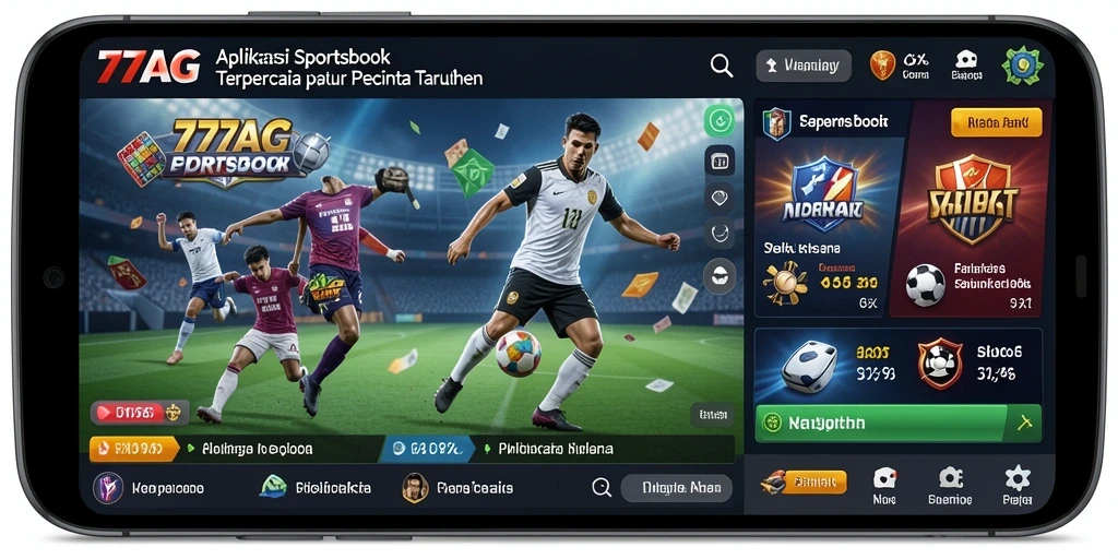 Tangkapan layar gameplay aplikasi taruhan Sportsbook 77AG.