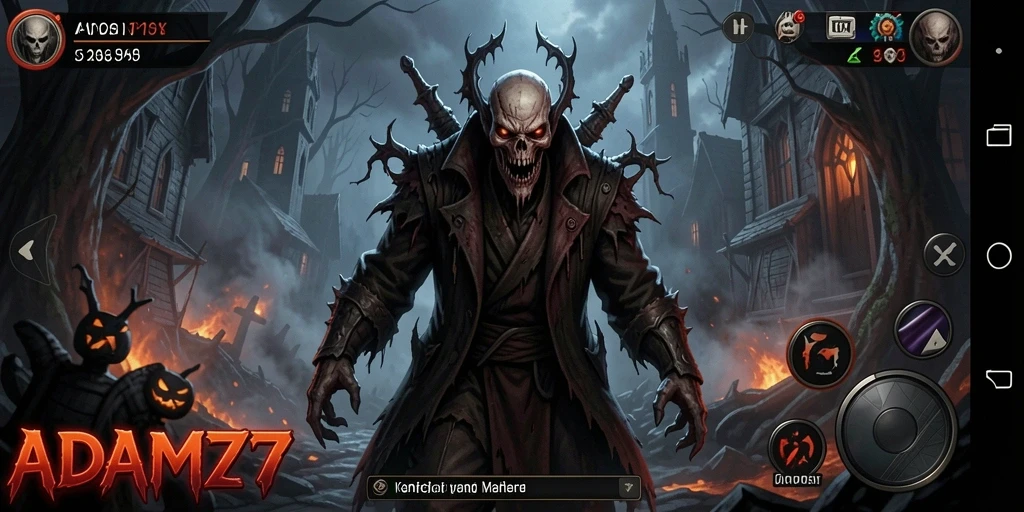 Screenshot gameplay ADAM77 dengan suasana yang menyeramkan.