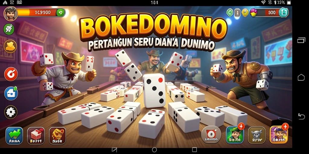 Tampilan menarik dari <strong>BOKEDOMINO</strong> saat pertarungan berlangsung dengan karakter yang dinamis.