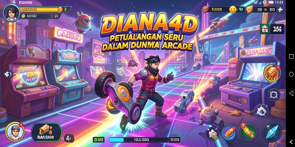 Tangkapan layar utama DIANA4D menampilkan aksi gameplay yang mendebarkan dan penuh warna.