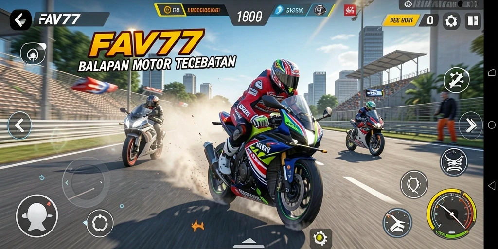 Tampilan gameplay seru dari FAV77 dengan balapan motor