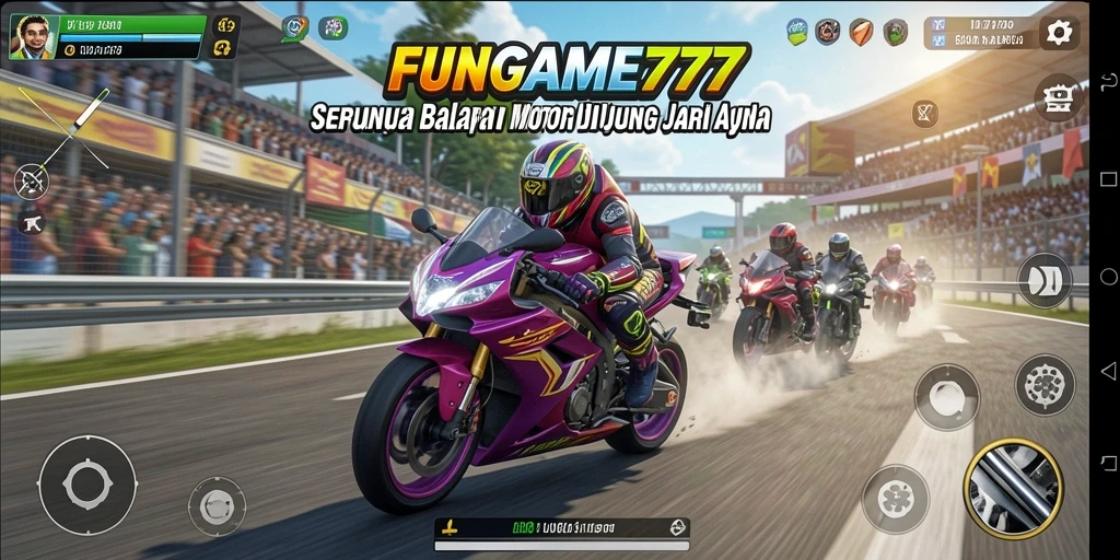 Tampilan gameplay seru dari balapan motor di FUNGAME777.
