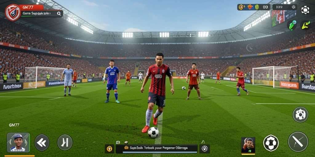 Tangkapan layar gameplay GM777 yang menampilkan aksi sepak bola seru.