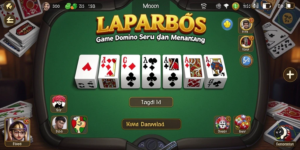 Tampilan gameplay LAPARBOS dengan pemain bersaing dalam Domino.