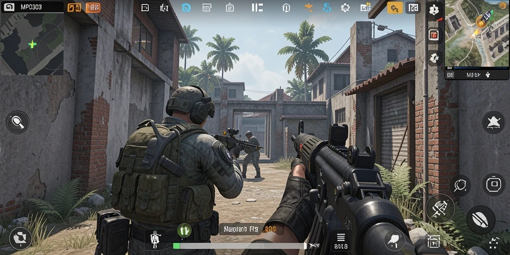 Tangkapan layar utama MPO303 menampilkan aksi tembak-menembak intens dalam permainan FPS.