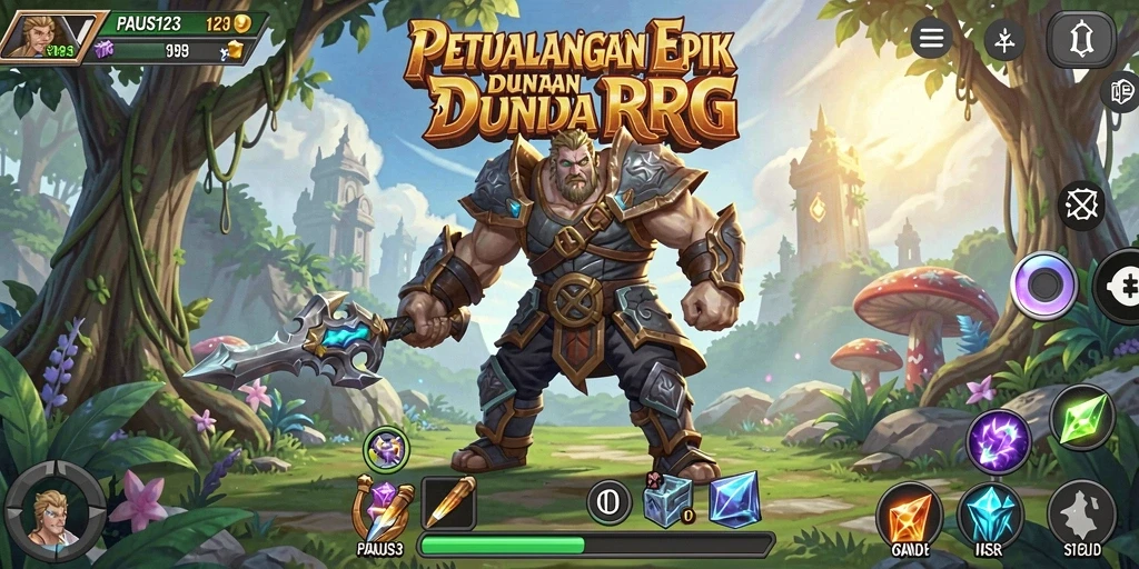 Tangkapan layar utama PAUS123 menunjukkan aksi mendebarkan dalam dunia RPG.