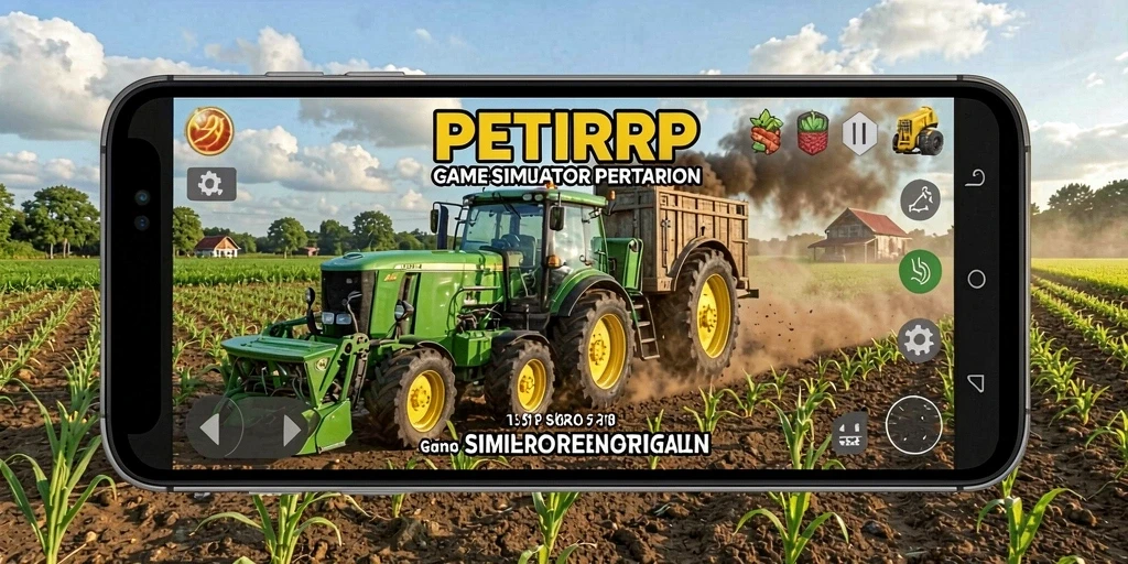 Tampilan gameplay <strong>PETIRRP</strong> dengan aktivitas pertanian yang realistis.