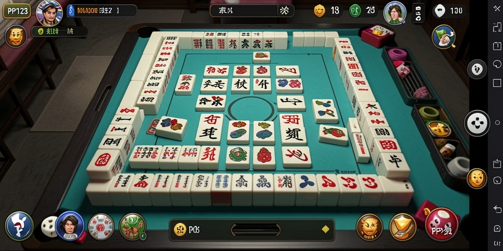 Tampilan gameplay menarik dari PP123 dalam bermain Mahjong.