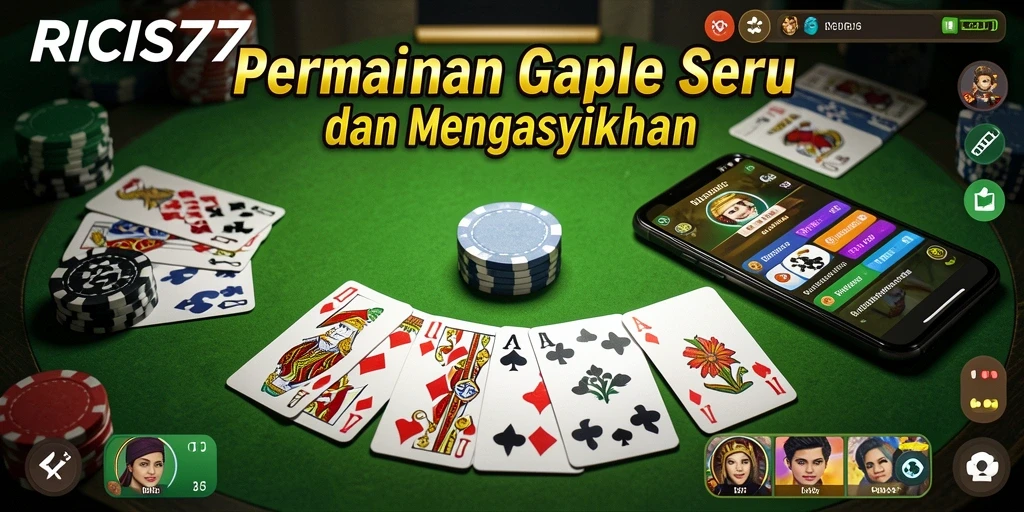Tampilan gameplay RICIS77 dengan suasana Gaple yang seru.