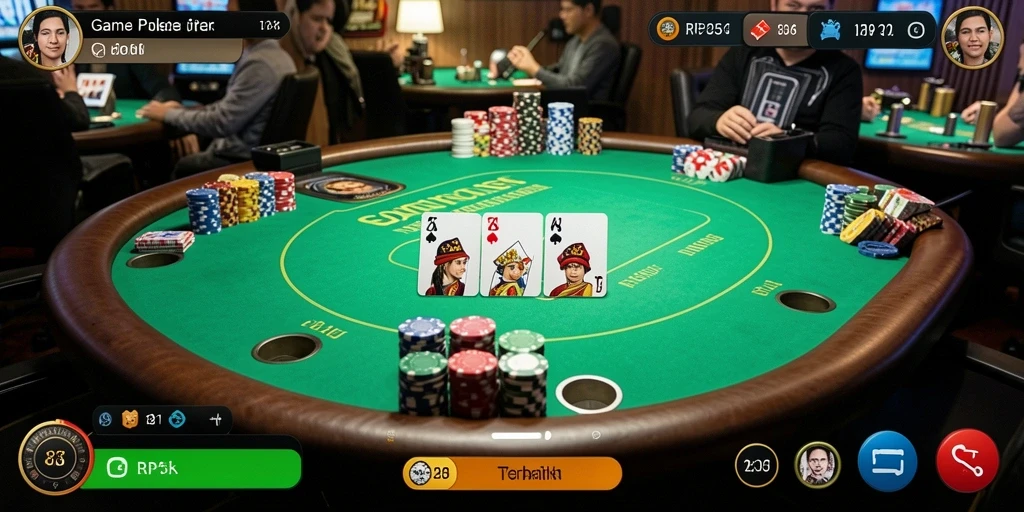 Tampilan gameplay seru dari RP55 dengan fitur poker yang menarik.