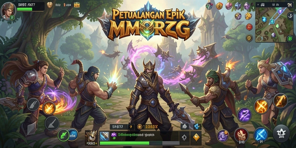 Gameplay mendebarkan dalam dunia MMORPG yang luas.
