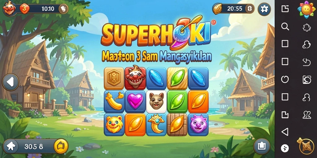 Gameplay Match-3 mengasyikkan di SUPERHOKI.