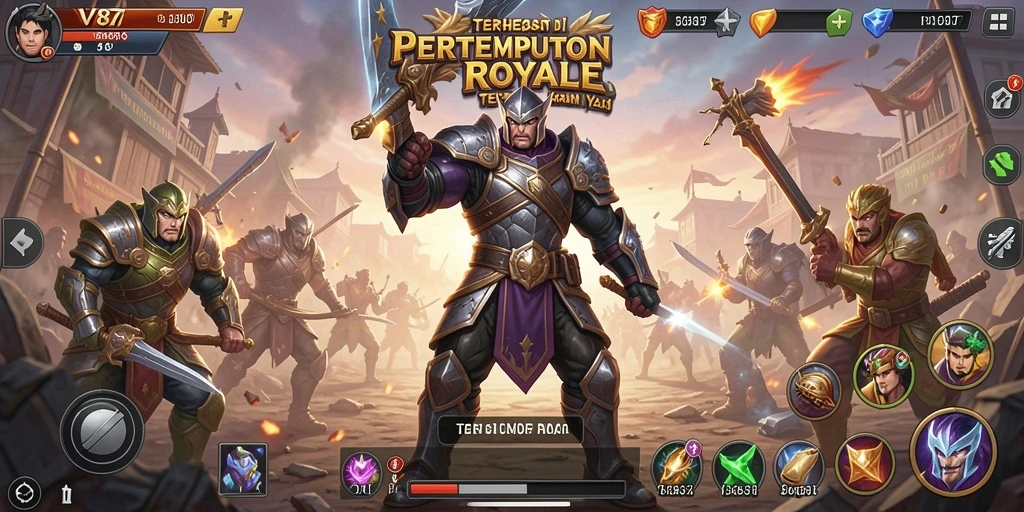 Tampilan gameplay V87 yang mendebarkan dan penuh aksi Battle Royale.
