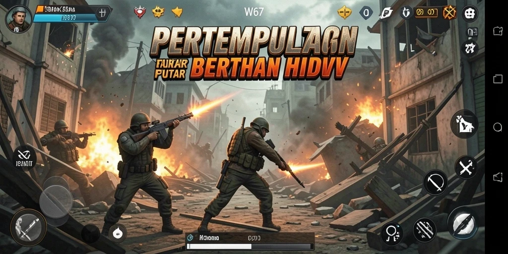 Screenshot W67 menunjukkan aksi pertempuran sengit di medan perang.